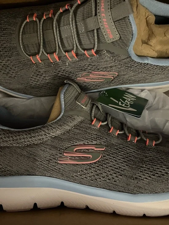 Skechers Slip-On Athletic Sneaker in Gray with Pink Accents - Picture 2 of 4